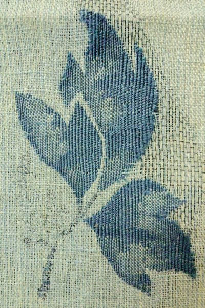 Photo8: O0528P Vintage Japanese Kimono  Pale Light Blue  FUKURO NAGOYA Obi Flower Linen. (Grade D) (8)