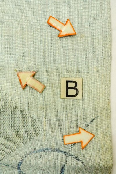 Photo14: O0528P Vintage Japanese Kimono  Pale Light Blue  FUKURO NAGOYA Obi Flower Linen. (Grade D) (14)