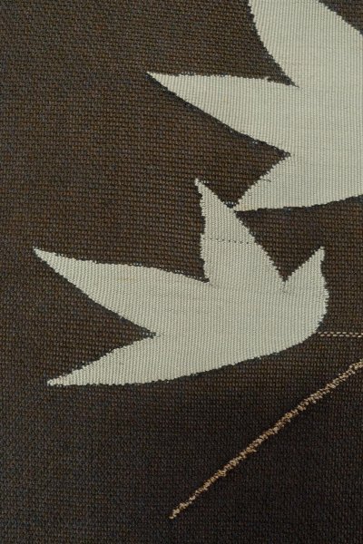 Photo7: O0528Q Vintage Japanese Kimono   Black  NAGOYA OBI sash MOMIJI maple leaf Linen. (Grade D) (7)