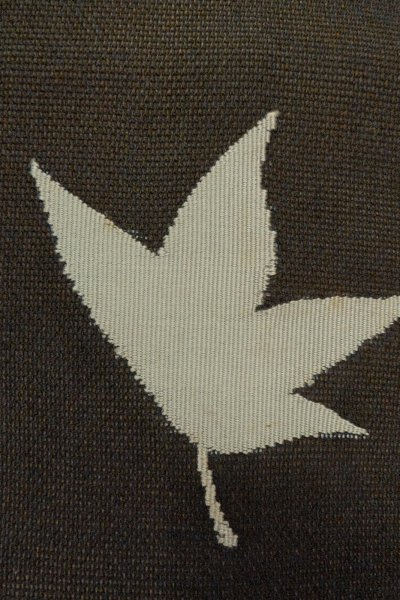 Photo8: O0528Q Vintage Japanese Kimono   Black  NAGOYA OBI sash MOMIJI maple leaf Linen. (Grade D) (8)