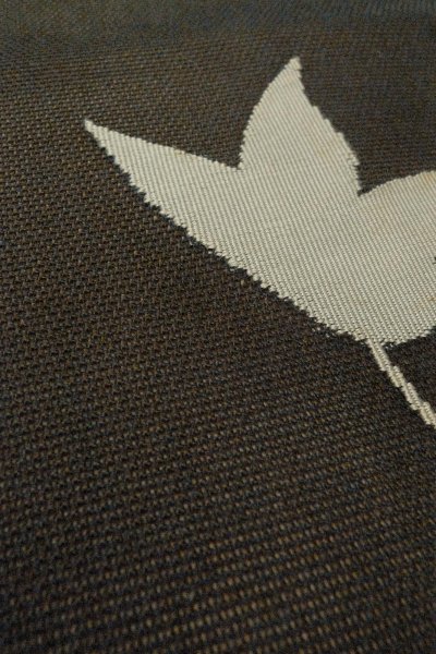 Photo11: O0528Q Vintage Japanese Kimono   Black  NAGOYA OBI sash MOMIJI maple leaf Linen. (Grade D) (11)