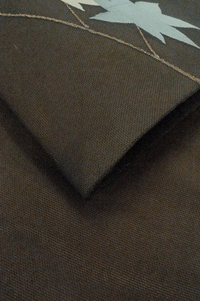 Photo12: O0528Q Vintage Japanese Kimono   Black  NAGOYA OBI sash MOMIJI maple leaf Linen. (Grade D) (12)