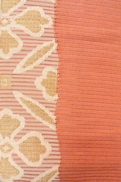 Photo5: O0528S Vintage Japanese Kimono  Pale Coral  NAGOYA OBI sash Flower Linen. (Grade C) (5)
