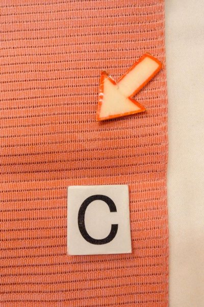 Photo15: O0528S Vintage Japanese Kimono  Pale Coral  NAGOYA OBI sash Flower Linen. (Grade C) (15)