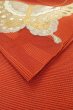 Photo12: O0528T Vintage Japanese Kimono   Vermilion  FUKURO NAGOYA Obi Butterfly Linen. (Grade B) (12)