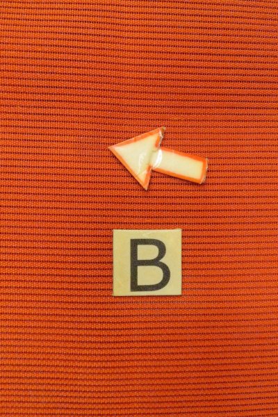 Photo14: O0528T Vintage Japanese Kimono   Vermilion  FUKURO NAGOYA Obi Butterfly Linen. (Grade B) (14)