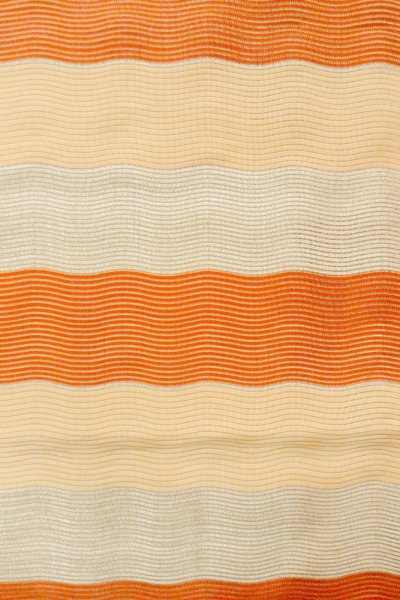 Photo4: O0528U Vintage Japanese Kimono   Multi Color  FUKURO NAGOYA Obi Stripes Linen. (Grade B) (4)