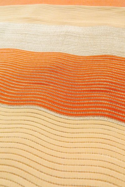 Photo8: O0528U Vintage Japanese Kimono   Multi Color  FUKURO NAGOYA Obi Stripes Linen. (Grade B) (8)