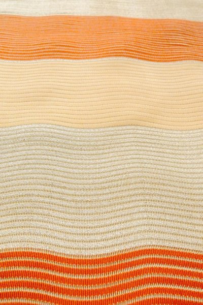 Photo9: O0528U Vintage Japanese Kimono   Multi Color  FUKURO NAGOYA Obi Stripes Linen. (Grade B) (9)