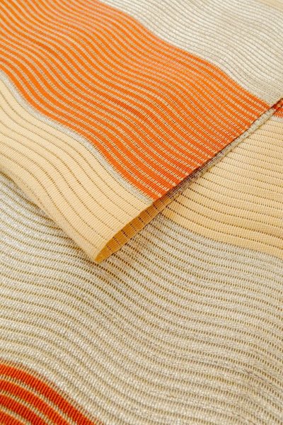 Photo11: O0528U Vintage Japanese Kimono   Multi Color  FUKURO NAGOYA Obi Stripes Linen. (Grade B) (11)