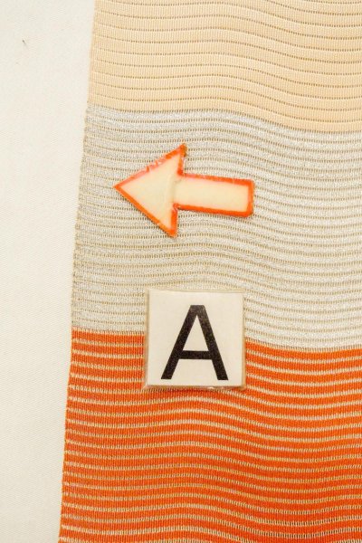 Photo12: O0528U Vintage Japanese Kimono   Multi Color  FUKURO NAGOYA Obi Stripes Linen. (Grade B) (12)