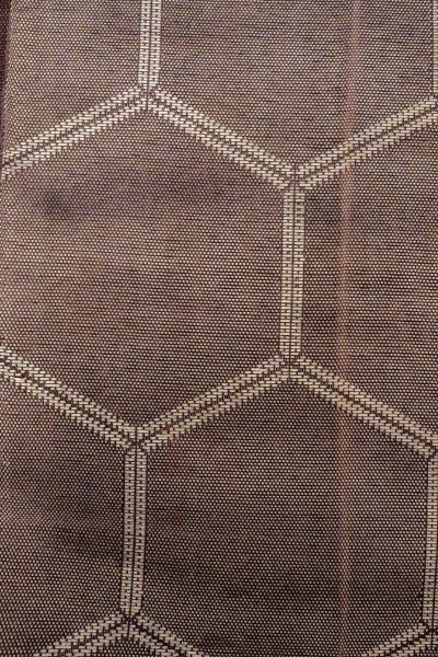 Photo7: O0528V Vintage Japanese Kimono  Dark Purple  FUKURO OBI sash Tortoise-shell pattern(Hexagonal pattern) Linen. (Grade C) (7)