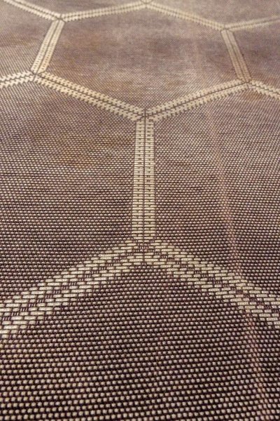 Photo9: O0528V Vintage Japanese Kimono  Dark Purple  FUKURO OBI sash Tortoise-shell pattern(Hexagonal pattern) Linen. (Grade C) (9)