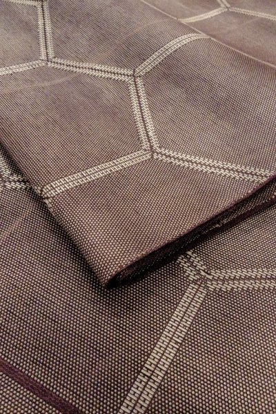 Photo11: O0528V Vintage Japanese Kimono  Dark Purple  FUKURO OBI sash Tortoise-shell pattern(Hexagonal pattern) Linen. (Grade C) (11)