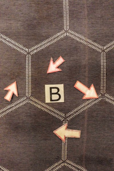 Photo13: O0528V Vintage Japanese Kimono  Dark Purple  FUKURO OBI sash Tortoise-shell pattern(Hexagonal pattern) Linen. (Grade C) (13)