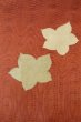 Photo3: O0528W Vintage Japanese Kimono   Vermilion  FUKURO OBI sash MOMIJI maple leaf Linen. (Grade A) (3)