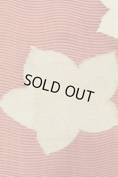 Photo5: O0528W Vintage Japanese Kimono   Vermilion  FUKURO OBI sash MOMIJI maple leaf Linen. (Grade A) (5)