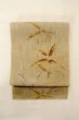 Photo2: O0528X Vintage Japanese Kimono  Dark Beige  FUKURO NAGOYA Obi Tall grass Linen. (Grade C) (2)