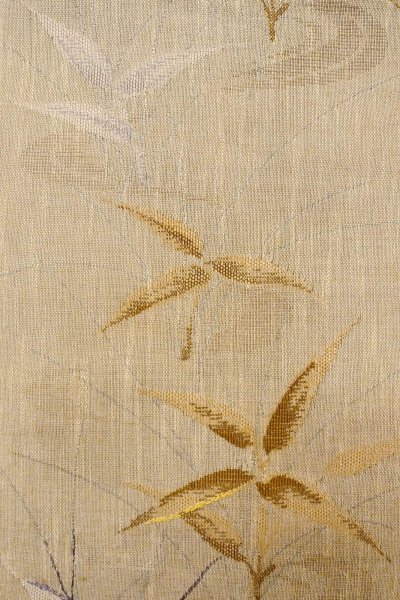 Photo3: O0528X Vintage Japanese Kimono  Dark Beige  FUKURO NAGOYA Obi Tall grass Linen. (Grade C) (3)