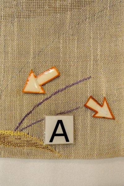 Photo12: O0528X Vintage Japanese Kimono  Dark Beige  FUKURO NAGOYA Obi Tall grass Linen. (Grade C) (12)