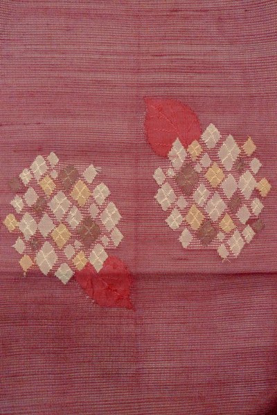 Photo5: O0528Y Vintage Japanese Kimono  Dark Dark Red  FUKURO NAGOYA Obi Flower Linen. (Grade B) (5)