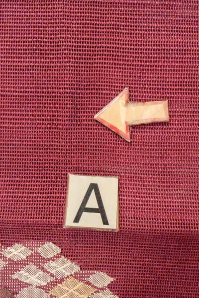 Photo13: O0528Y Vintage Japanese Kimono  Dark Dark Red  FUKURO NAGOYA Obi Flower Linen. (Grade B) (13)