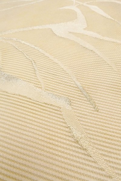 Photo9: O0528Z Vintage Japanese Kimono   Off White  NAGOYA OBI sash Abstract pattern Linen. (Grade C) (9)