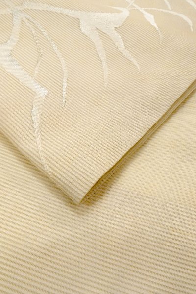 Photo12: O0528Z Vintage Japanese Kimono   Off White  NAGOYA OBI sash Abstract pattern Linen. (Grade C) (12)