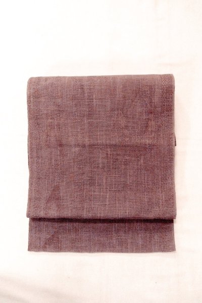 Photo2: O0529A Vintage Japanese Kimono Pale Grayish Purple  FUKURO NAGOYA Obi Abstract pattern Linen. (Grade C) (2)