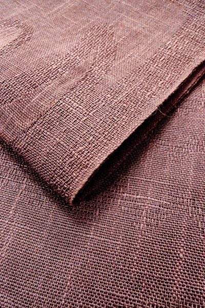 Photo11: O0529A Vintage Japanese Kimono Pale Grayish Purple  FUKURO NAGOYA Obi Abstract pattern Linen. (Grade C) (11)