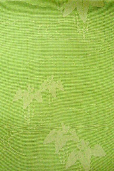 Photo4: O0529C Vintage Japanese Kimono  Light Yellowish Green  FUKURO NAGOYA Obi Iris Linen. (Grade B) (4)