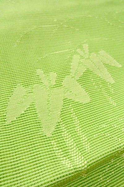 Photo9: O0529C Vintage Japanese Kimono  Light Yellowish Green  FUKURO NAGOYA Obi Iris Linen. (Grade B) (9)