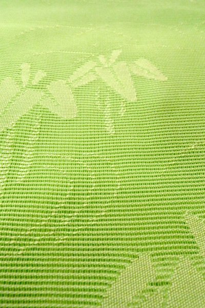 Photo10: O0529C Vintage Japanese Kimono  Light Yellowish Green  FUKURO NAGOYA Obi Iris Linen. (Grade B) (10)