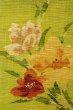 Photo3: Mint O0529D Vintage Japanese Kimono  Vivid Yellowish Green  FUKURO NAGOYA Obi Flower Linen. (Grade A) (3)