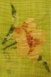 Photo5: Mint O0529D Vintage Japanese Kimono  Vivid Yellowish Green  FUKURO NAGOYA Obi Flower Linen. (Grade A) (5)