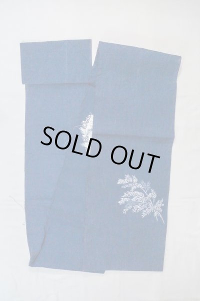 Photo2: O0606A Vintage Japanese Kimono  Dark Indigo Blue  NAGOYA OBI sash Bamboo leaf Linen. (Grade B) (2)