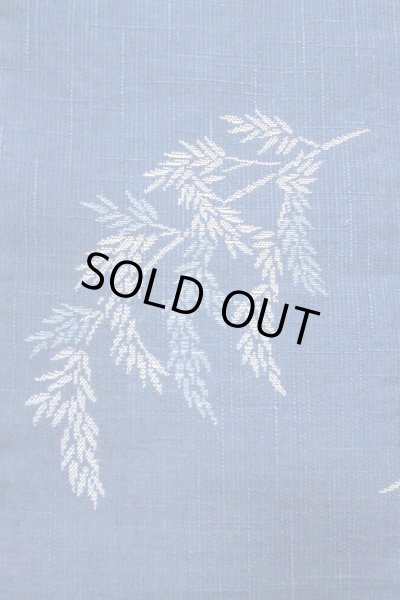 Photo4: O0606A Vintage Japanese Kimono  Dark Indigo Blue  NAGOYA OBI sash Bamboo leaf Linen. (Grade B) (4)