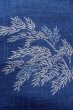 Photo5: O0606A Vintage Japanese Kimono  Dark Indigo Blue  NAGOYA OBI sash Bamboo leaf Linen. (Grade B) (5)