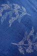 Photo7: O0606A Vintage Japanese Kimono  Dark Indigo Blue  NAGOYA OBI sash Bamboo leaf Linen. (Grade B) (7)