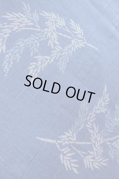 Photo7: O0606A Vintage Japanese Kimono  Dark Indigo Blue  NAGOYA OBI sash Bamboo leaf Linen. (Grade B) (7)