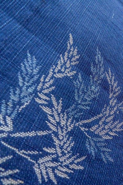 Photo8: O0606A Vintage Japanese Kimono  Dark Indigo Blue  NAGOYA OBI sash Bamboo leaf Linen. (Grade B) (8)