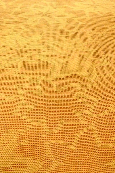 Photo10: O0606C Vintage Japanese Kimono   Golden Yellow  NAGOYA OBI sash MOMIJI maple leaf Linen. (Grade B) (10)