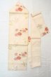 Photo1: O0606D Vintage Japanese Kimono  Pale Off White  NAGOYA OBI sash Peony Linen. (Grade C) (1)