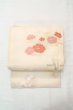 Photo2: O0606D Vintage Japanese Kimono  Pale Off White  NAGOYA OBI sash Peony Linen. (Grade C) (2)