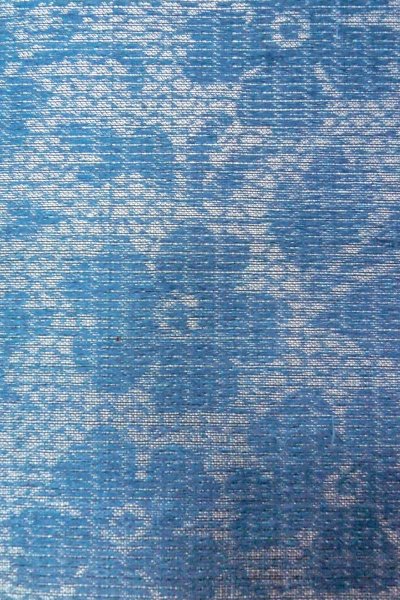 Photo7: O0606E Vintage Japanese Kimono  Shiny Silver  NAGOYA OBI sash Flower Linen. (Grade D) (7)