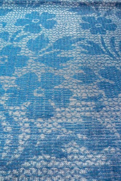 Photo12: O0606E Vintage Japanese Kimono  Shiny Silver  NAGOYA OBI sash Flower Linen. (Grade D) (12)