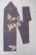 Photo1: O0606F Vintage Japanese Kimono  Dark Purple  NAGOYA OBI sash Leaf Linen. (Grade C) (1)