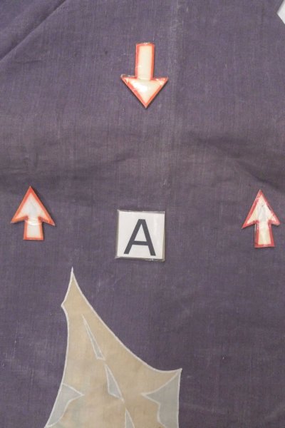 Photo13: O0606F Vintage Japanese Kimono  Dark Purple  NAGOYA OBI sash Leaf Linen. (Grade C) (13)