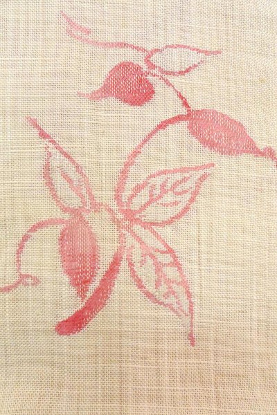 Photo7: O0606G Vintage Japanese Kimono   Ivory  NAGOYA OBI sash Ivy Linen. (Grade C) (7)