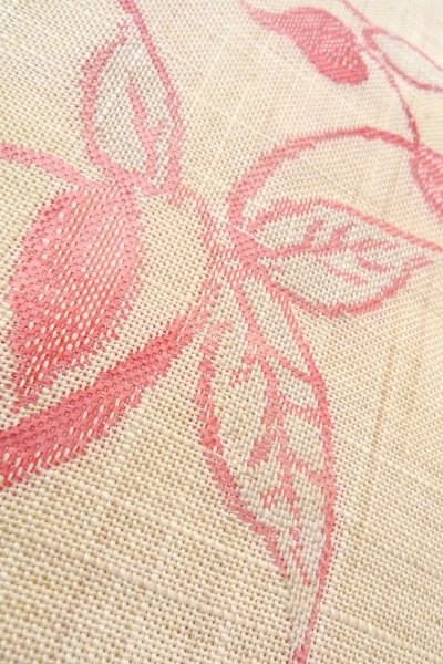 Photo9: O0606G Vintage Japanese Kimono   Ivory  NAGOYA OBI sash Ivy Linen. (Grade C) (9)